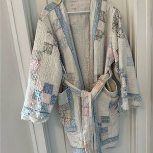 Handmade Quilted Patchwork Robe - Pastel Blue & Pink